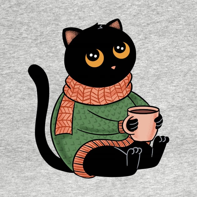 Cozy Black Cat by coffeeman